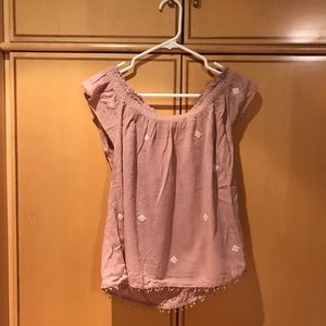 Embroidered dusky rose top